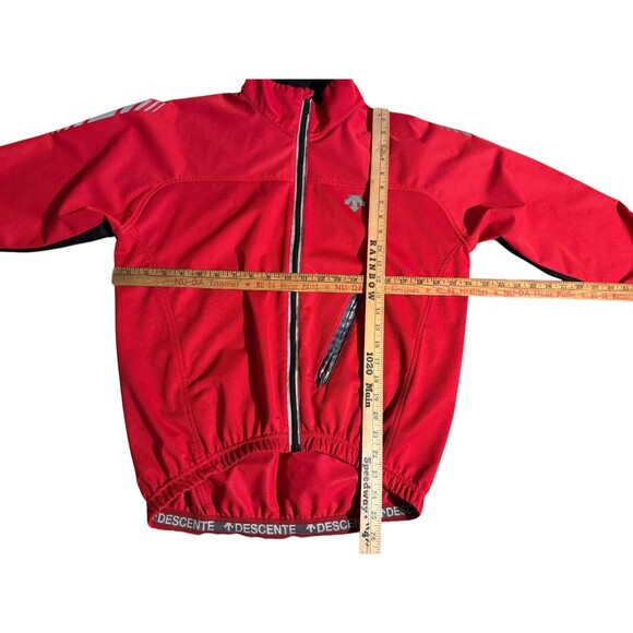 VINTAGE DESCENTE LONG SLEEVE CYCLING JACKET M RED Pockets Full Zip High Neck - Picture 4 of 12